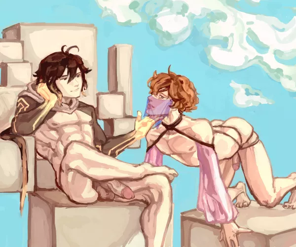 [Genshin Impact] Zhongli x Childe (by entwife(me)) by anmarya