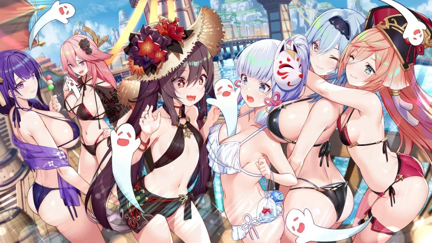 Genshin Waifus in swimsuits [Genshin Impact] by Dragon_Shiro