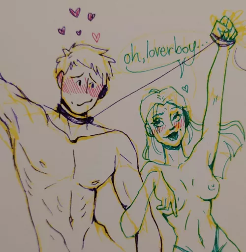 Gentle leash for her lover boy <3(OC) by tiger81355