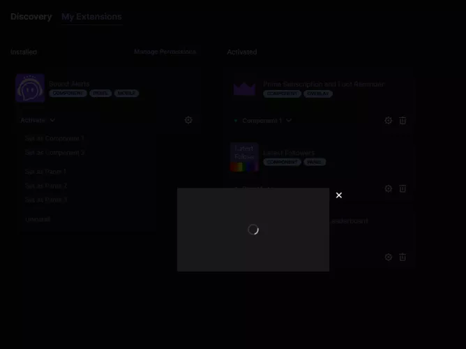 Get stuck on this loading screen when I try and set Sound Alerts as a component. Any idea why this might be? by AcclimateToMind
