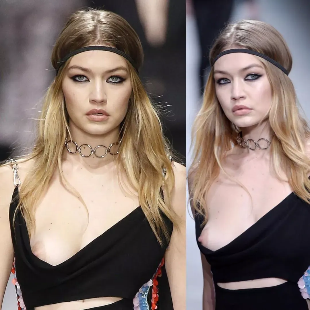 Gigi Hadid slip in Versace Fashion Show posted by [deleted]