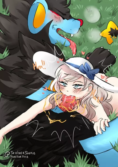 Giving Luxray some sneaky head (Furfursha) by Fan_of_Knot