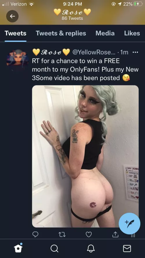 Go to my Twitter and RT for a chance to win a FREE month! @yellowrose2121 by Toxicspookyangel