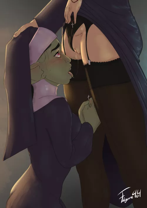 Gobtober day 2, Nun Think I know what bible they are using... by Figure404Art