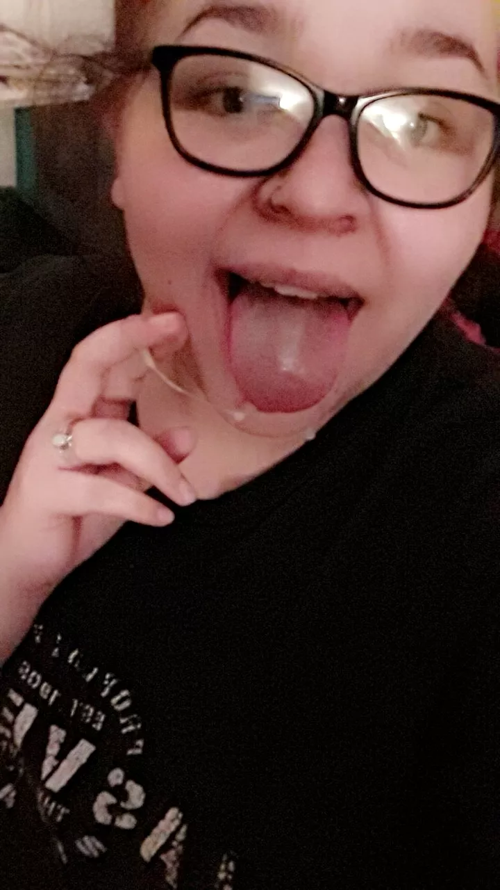 God I love playing with his cum! posted by MooseNBunny