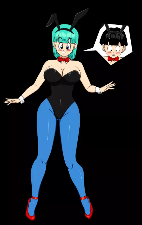 Gohan in Bulma's Body Wearing The Bunny Suit(Artist-Ginyu1992) by CranberryNarrow7
