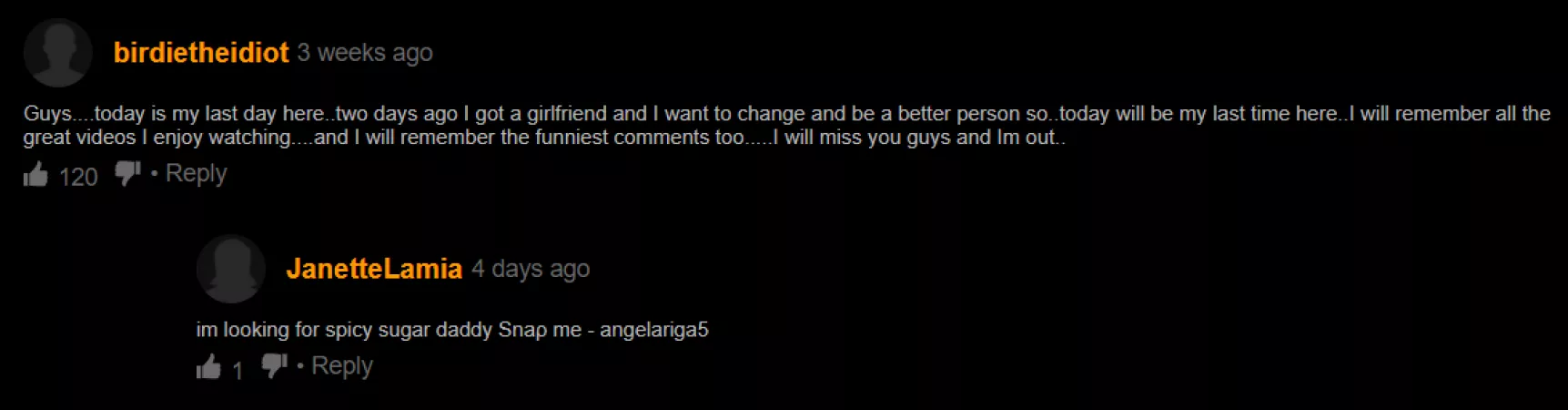 Good luck birdietheidiot... I think JanetteLamia is really gonna miss you by SuprJackson