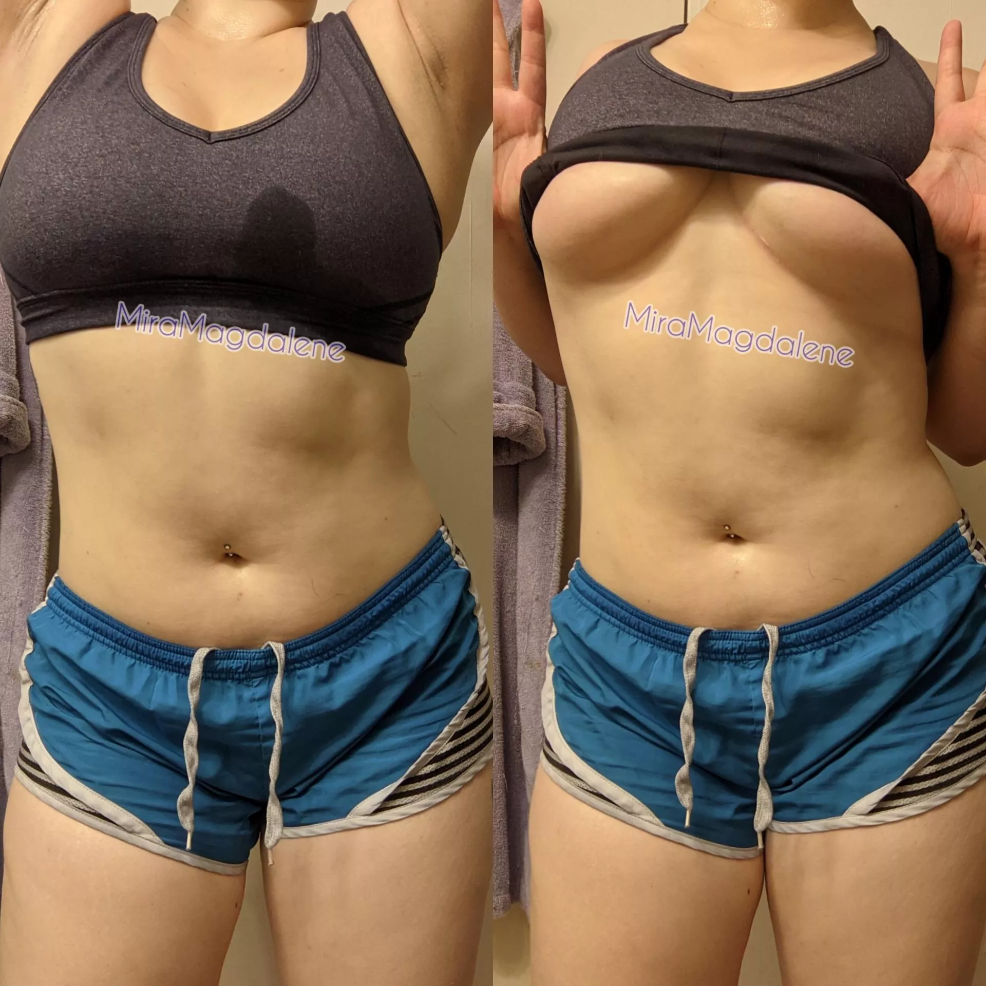 Got a nice sweaty workout in! 💦😘 posted by MiraMagdalene