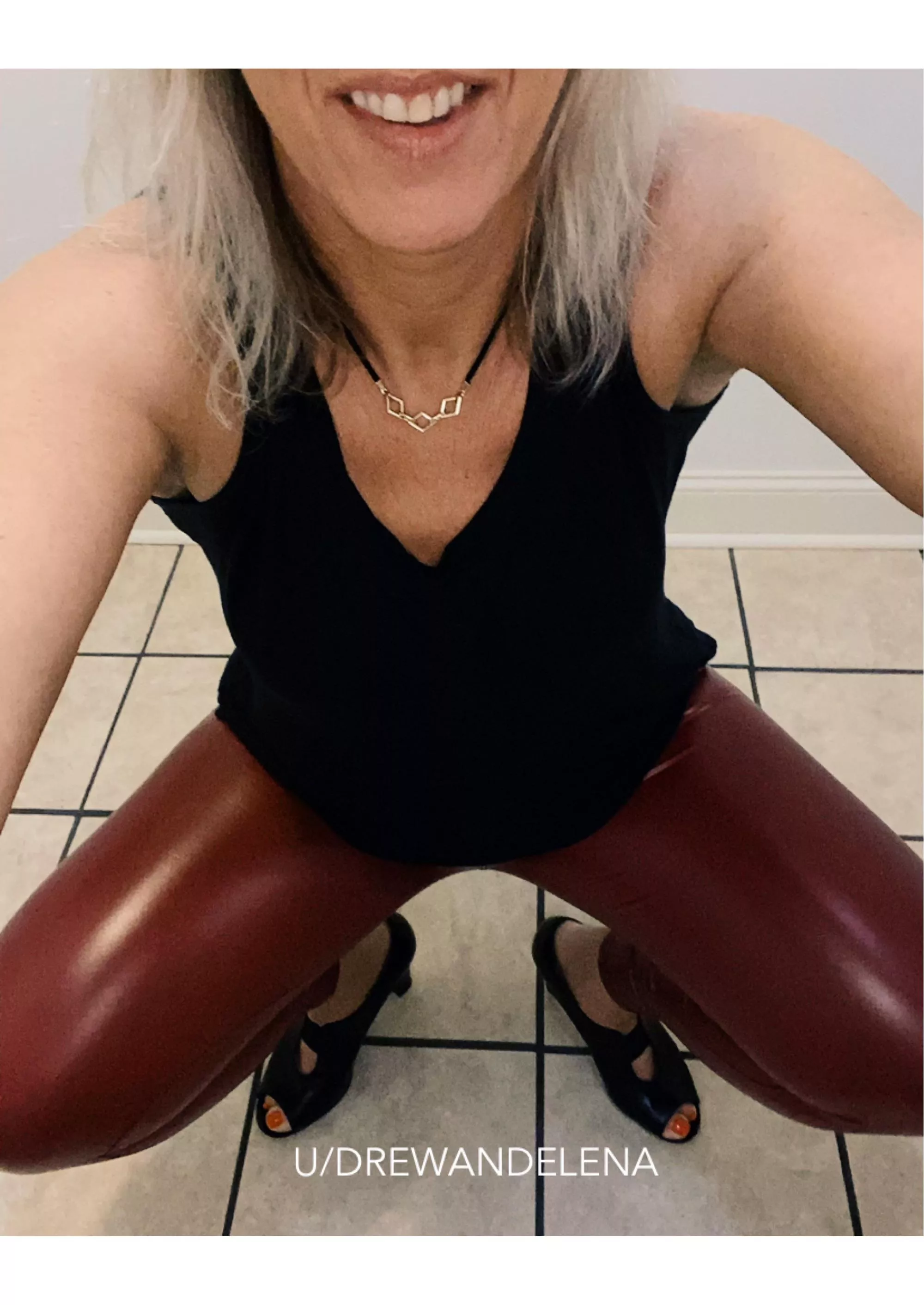 Got a red pair to play in . Now just need my collar and a strong hand to use on my ass and I’m all set . 47F posted by Drewandelena