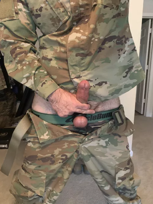 Got excited while getting in uniform by armygay1