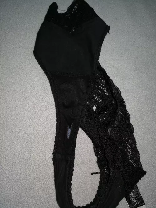 Grabbed the wife's thong right after her morning workout. You bet that grool disappeared after this pic! by Flcrazecouple