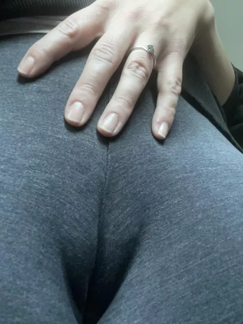 Grey leggings always show off the cameltoe… by just_kenzie_xxx