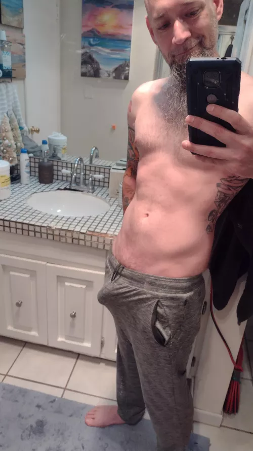 Grey sweats leave little to the imagination by SatanInHel