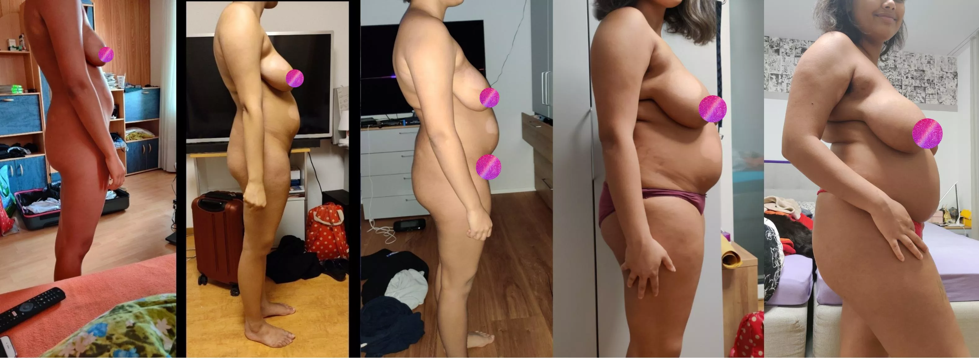 Guess how much weight I gained! Also, I think my boobs habe doubled so far? Also who's ready for the next 5 comparison pics, when I'll be double or even triple the size 🐷🐷🐷💞🤤 posted by curvypotchi