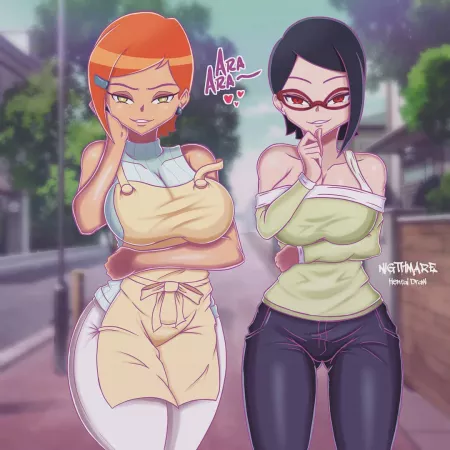Gwen and Sarada (Nightmare) [Ben 10/Boruto] by rulers777