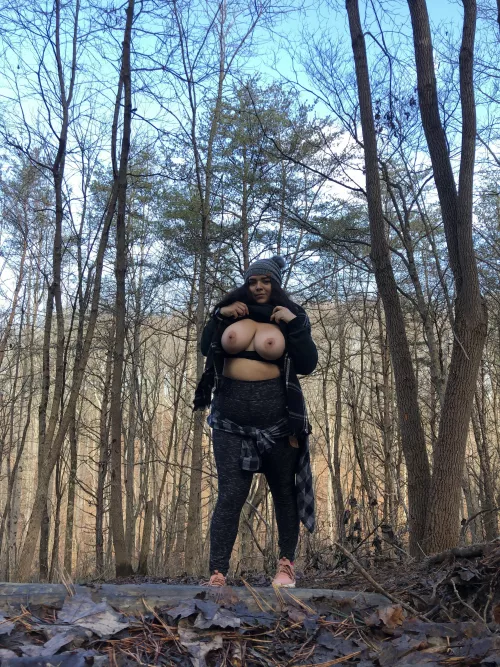 Had to pull my huge tits out on my hike for titty Tuesday 😘 by downwthethicccness