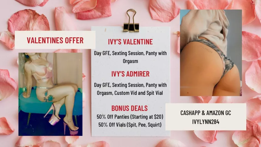 Half Off Panties ❣️ Panty & GFE Bundles ❣️ Half Off Vials ❣️ Valentine’s Sale With Ivy! [Selling] Reviews & Menu on Profile [kik] Ivylynn284 by Ivylynn284