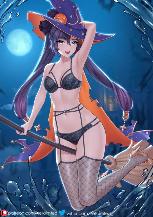Halloween Mona in lingerie by helloimtea_