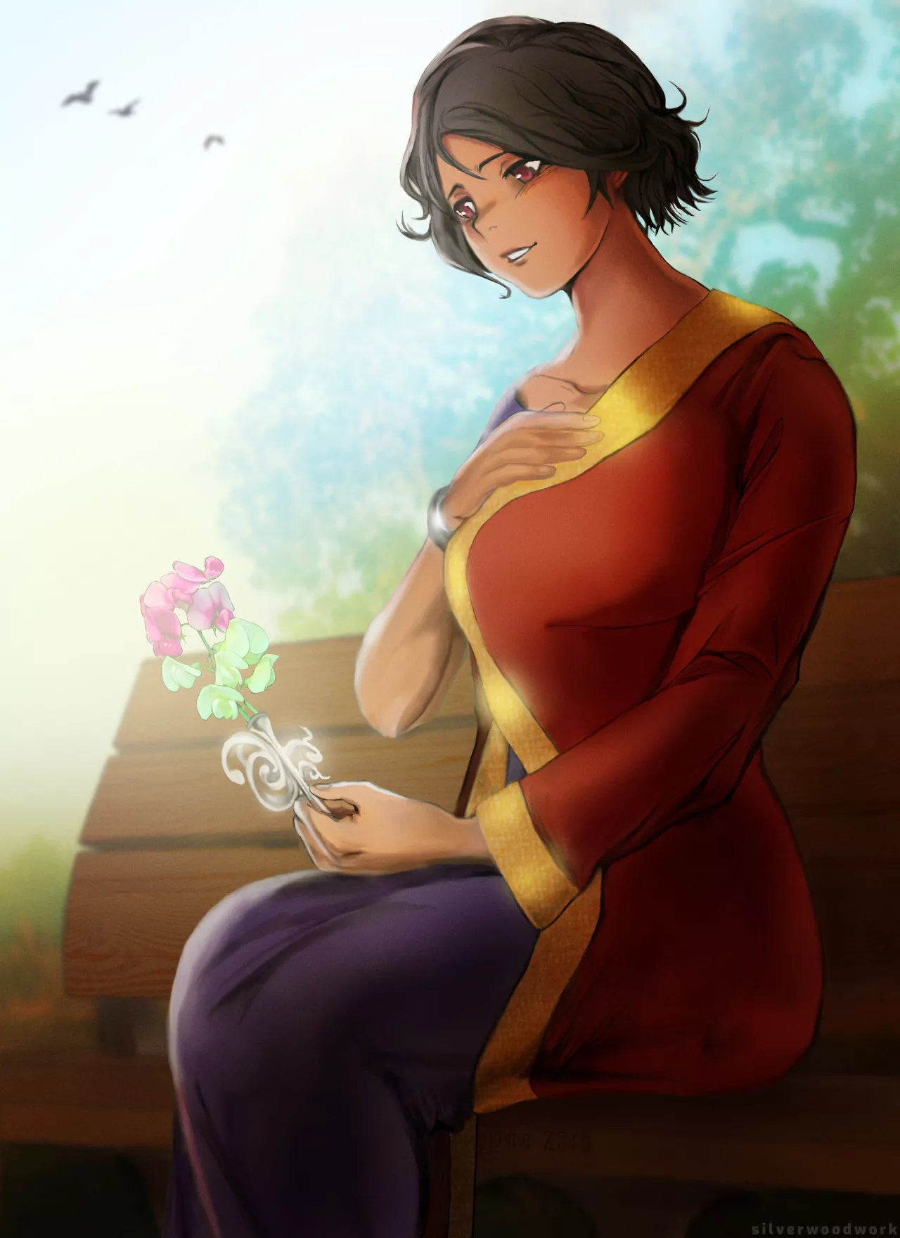 Happy Birthday, Beli! Here's an illustration of her with her love for nature, by Silverwoodwork posted by CboyC95