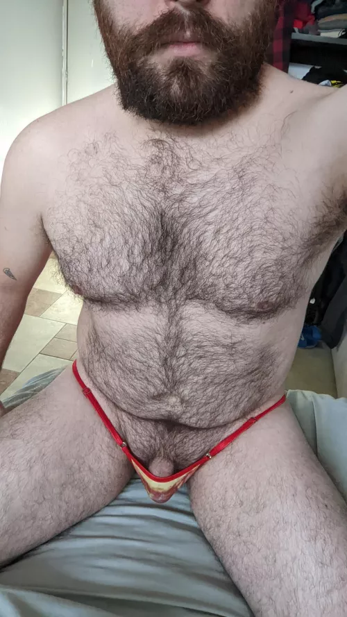 Hard hairy daddy held by a teeny tiny thong by ositocare