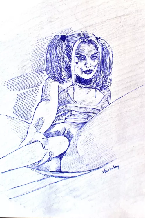 Harley Quinn pleasuring herself by uberbobbydraws