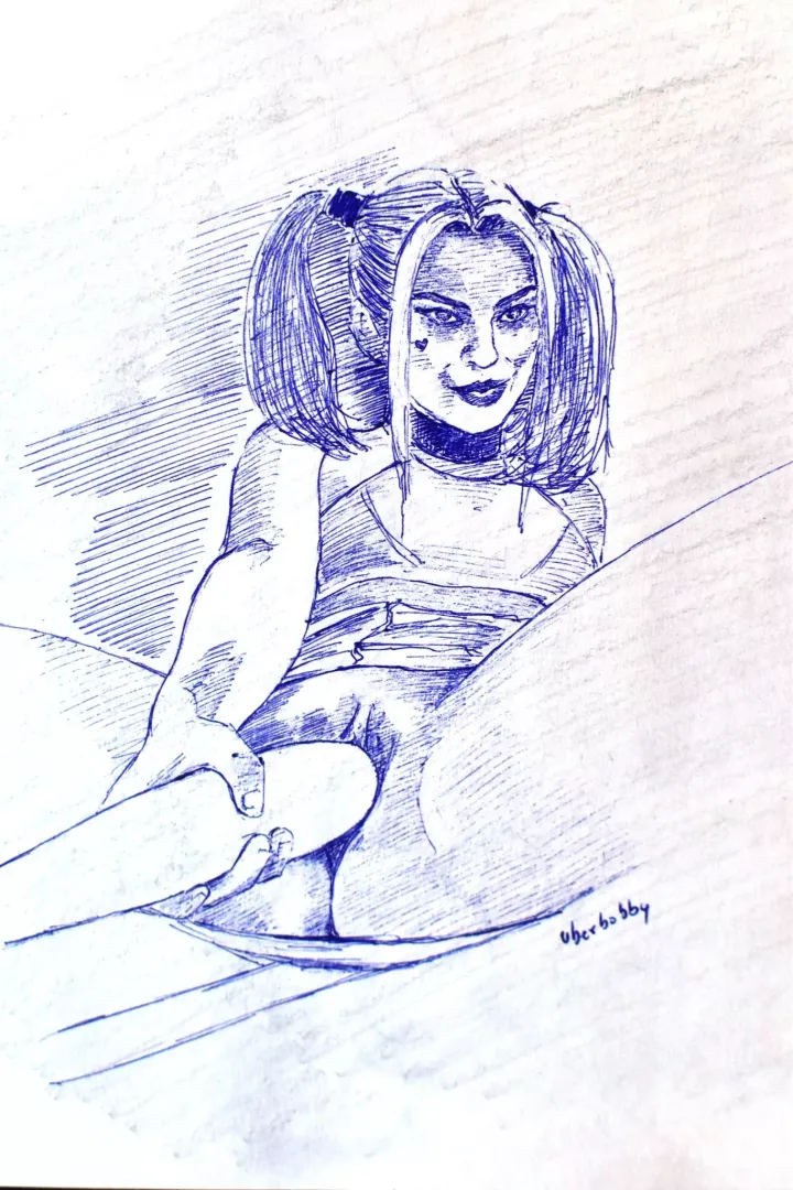 Harley Quinn pleasuring herself posted by uberbobbydraws