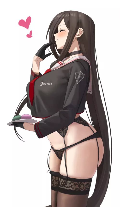 Hasumi eating food (CheLA_777) [Blue Archive] by elegantloveglimmer