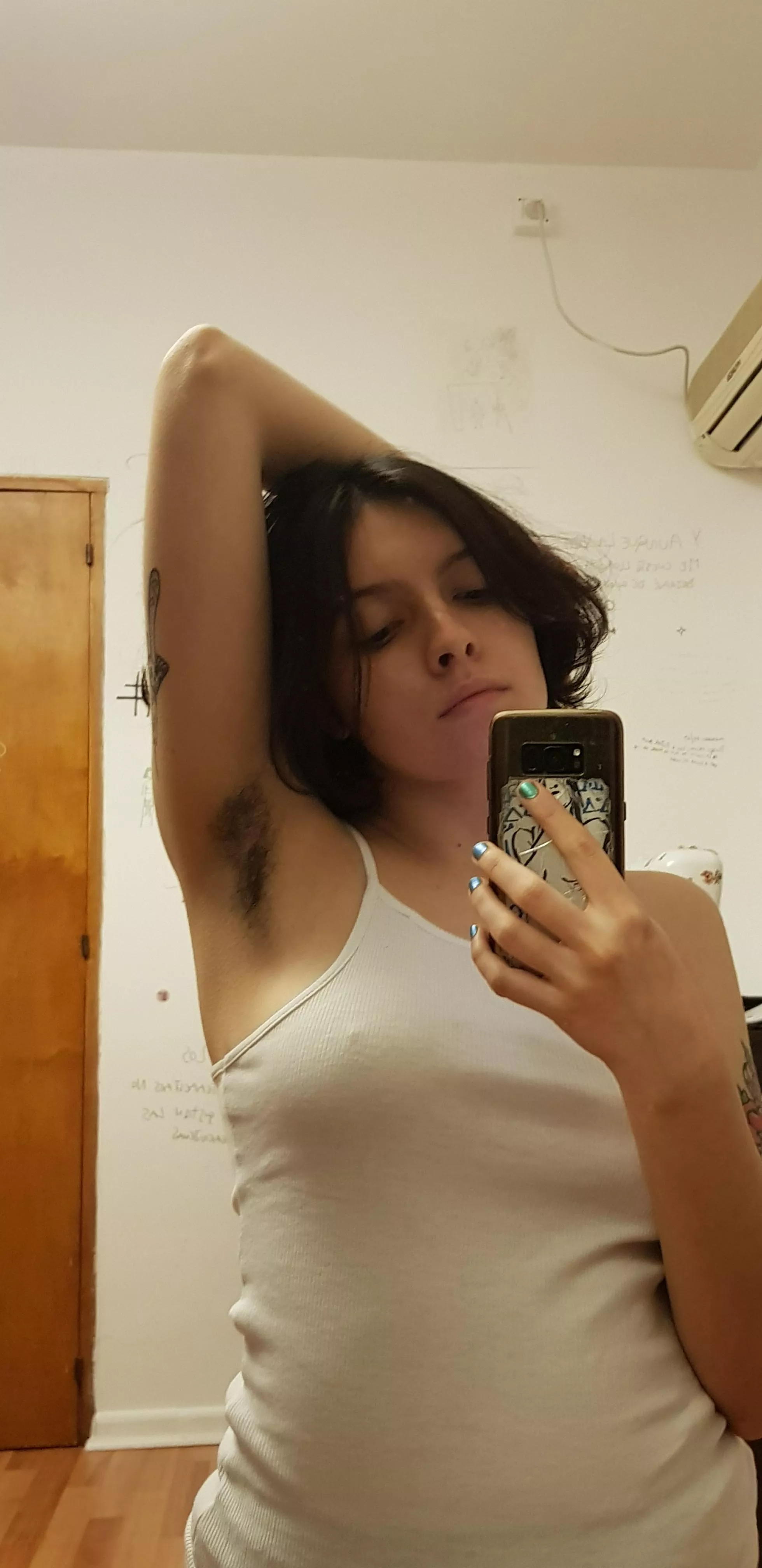 haven't shaved my armpits in months and loving it 🖤 posted by _belladonna__
