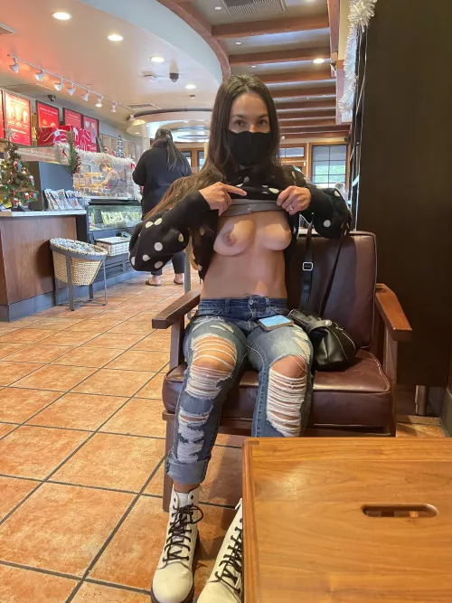 Having fun in Starbucks 😈 by Myhotwifefucks