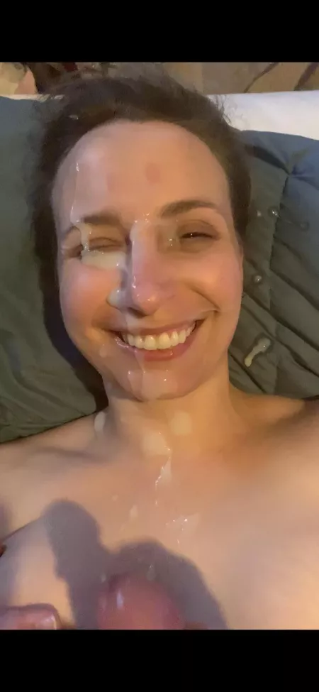 He plastered me with his cum. I could barely open my eye, but couldn’t help but smile since I love being covered by him. by Thebrianna24