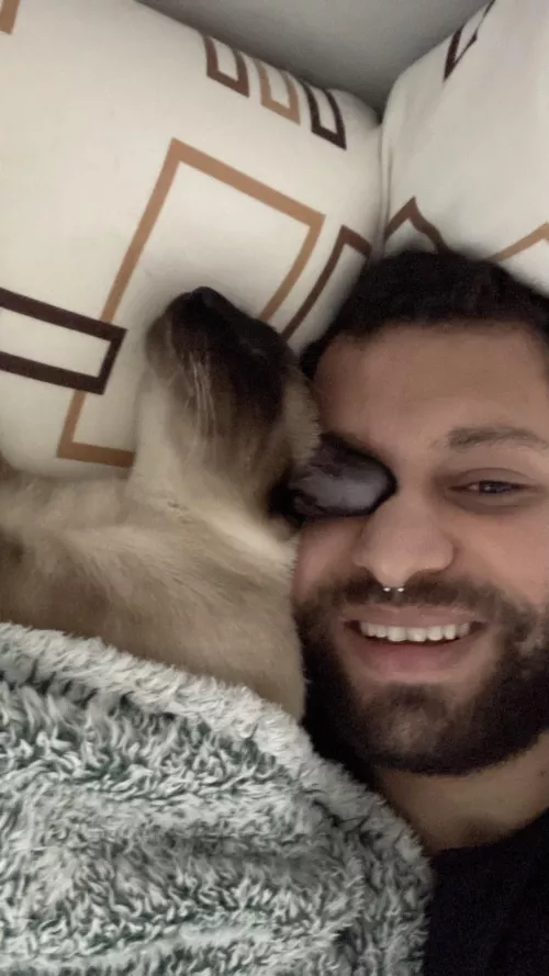 He wakes me up every morning asking permission to sleep with me by caitinho