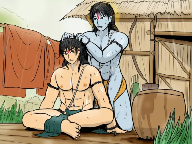 Head Massage After Bathing Together! by BlasphArt2