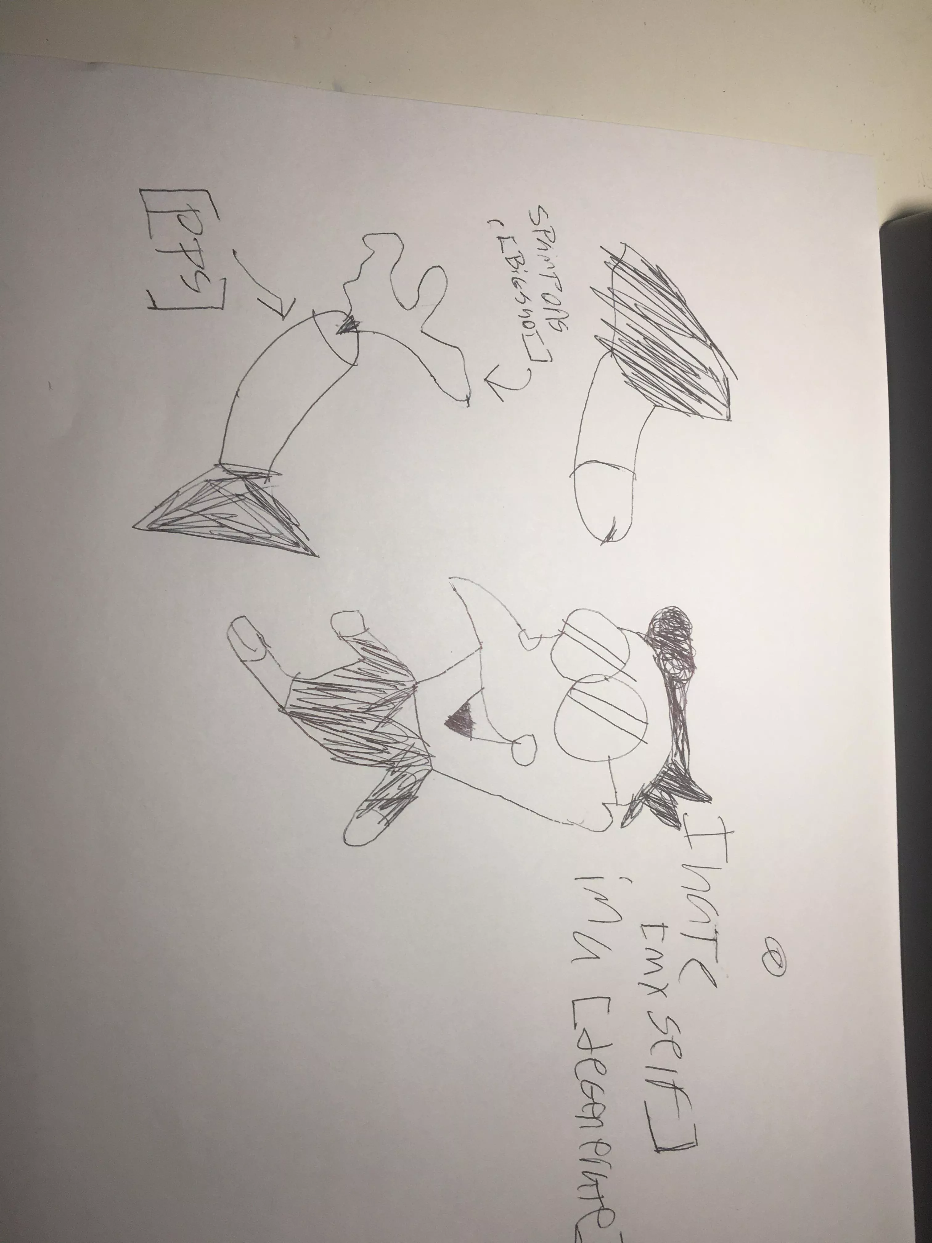 Headcannon; spamton is standing on his penis and queen chopped off his legs [I hate myself] posted by blueaxolotl64