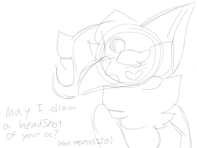 Hello! Can I draw a headshot of your oc? I will stop taking requests at 20 (if I get there lol) by RifleBird_the_bitch