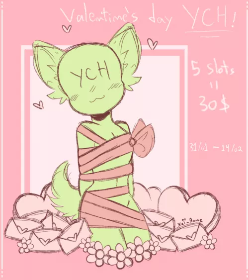 Hello Everyone! Valentine's Day YCH Open!! (5 slots) {ENDS IN 14 FEBRUARY} 30$, paypal only! Dm for more details! by Kzi_Anne