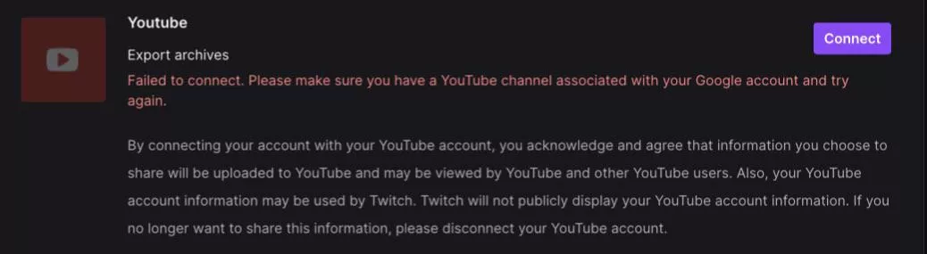 [HELP] I’ve been trying to connect my YouTube channel to Twitch that both run under the same email but it doesn’t work and I don’t know why? posted by R3D_Rooster