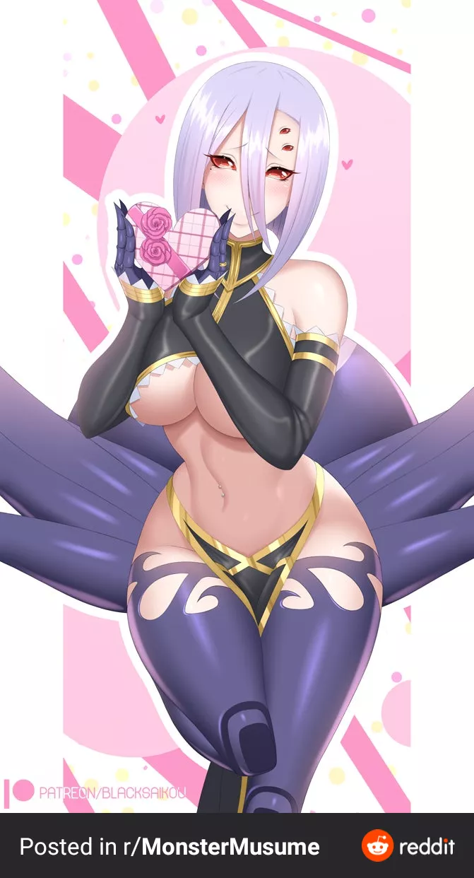 Here's a cute valentines from arachne from the monster musume sub reddit posted by Nights_of_Liam