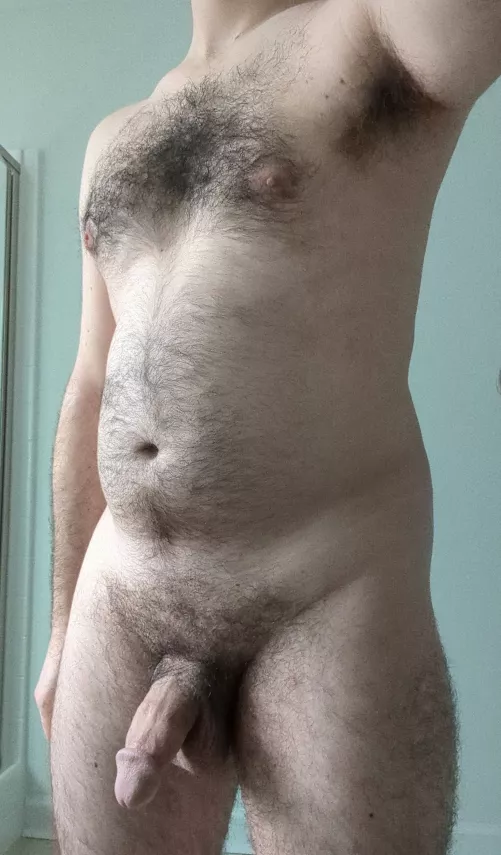 Here's a picture of my nude body that I took this morning by hard-rod