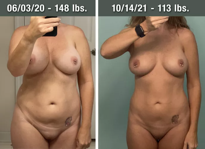 Here’s a Throwback Thursday for ya! WOO freaking HOO!!! Down 35 lbs. So, a HUGE FU goes out to the “your belly needs work” assholes! (=^•^=) [f] 48 by Kitty__Sprinkles