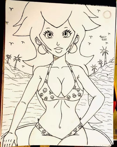 Hey everyone how's my drawing of Princess Peach. Can't wait to color it. by ArtsForever