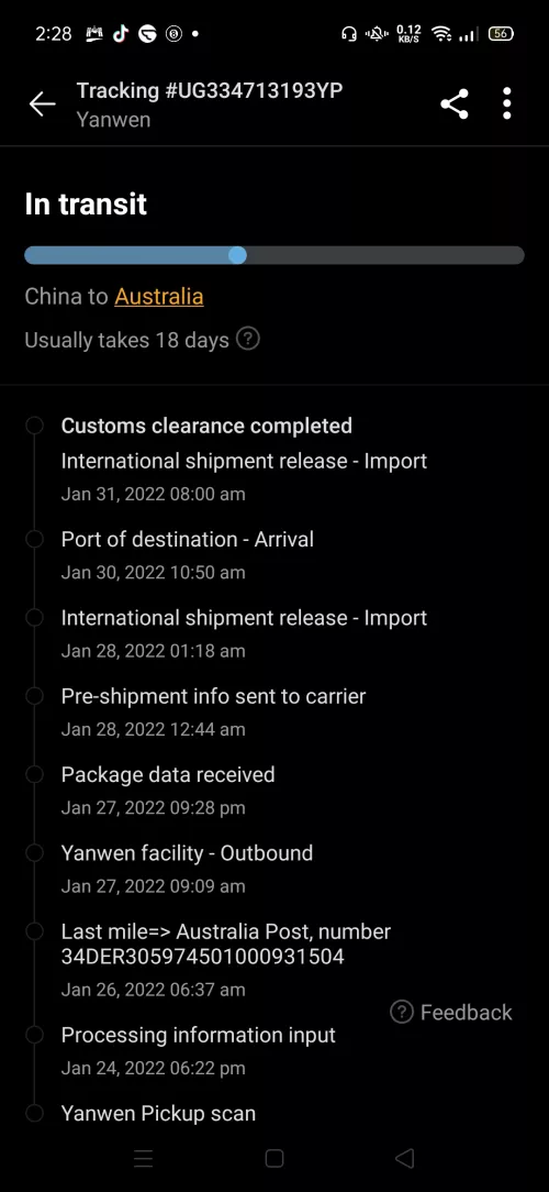 Hey, I got a belt shipped from China to Australia off of Etsy via yanwen shipping. Obviously hasn't arrived yet but a bit concerned by the fact it has int import release (customs clearance) twice, AFTER arriving at a port its now saying it a second time