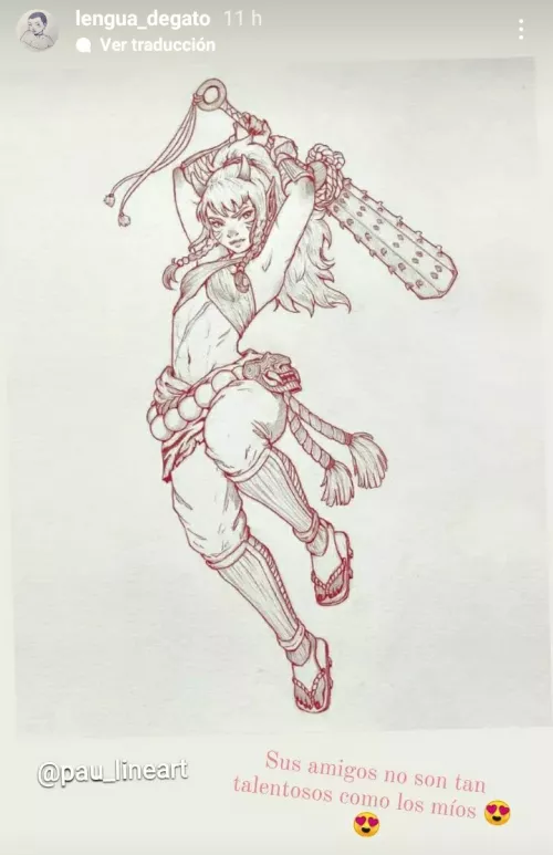 Hey there!~ I was commissioned by IG @dorian_shooting_time to draw this D&D character, Akari! An ogre warrior inspired in Oni demons. I don't draw full bodies very often so I couldn't be happier with the result! What do you think by Pau_Lineart