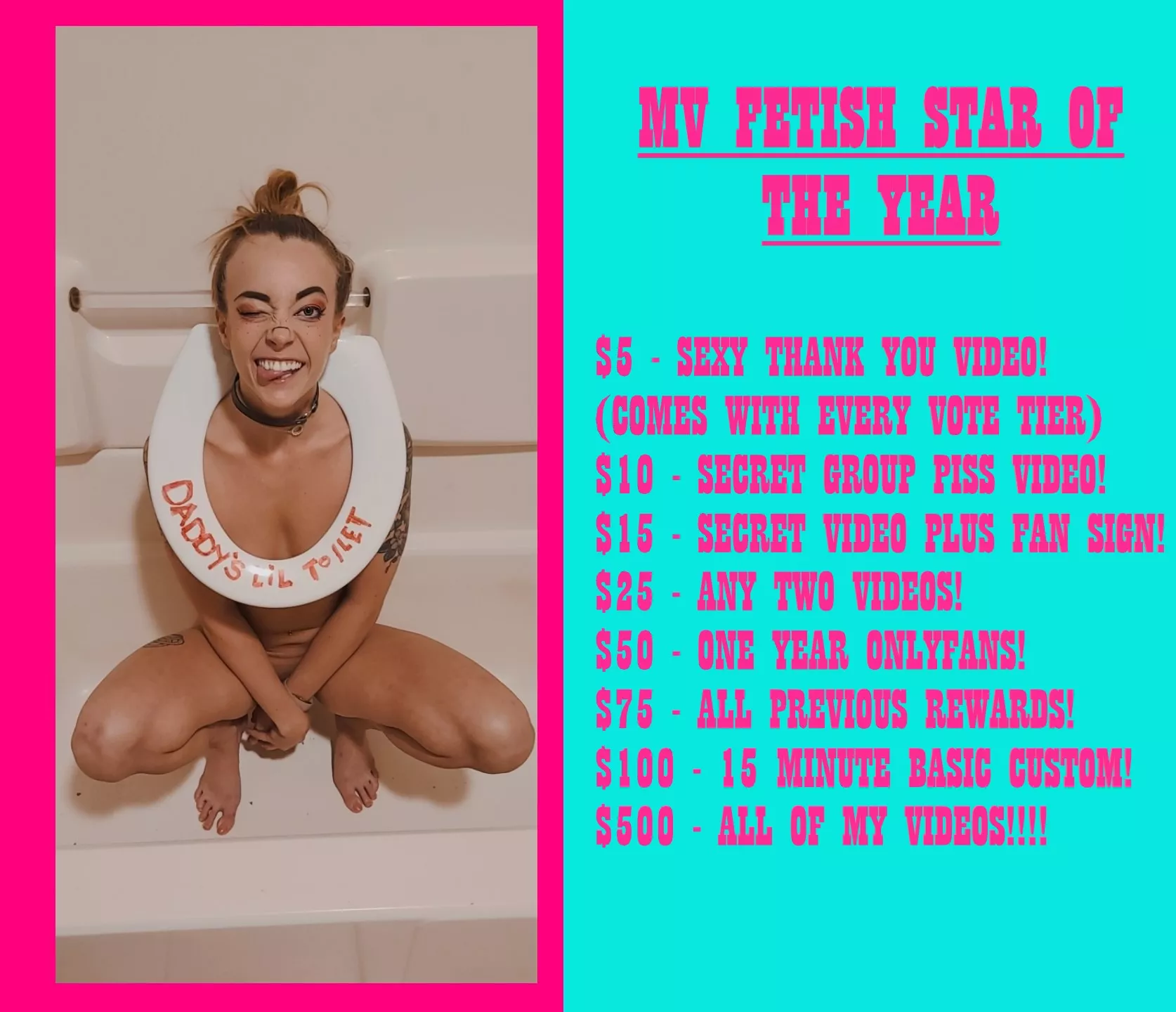 HI EVERYONE! 💖I'm running for MV Fetish Star of the Year!💖 So, pretty please with a cherry on top go vote for me 🍒 All paid votes have AWESOME rewards! posted by littlerosexo