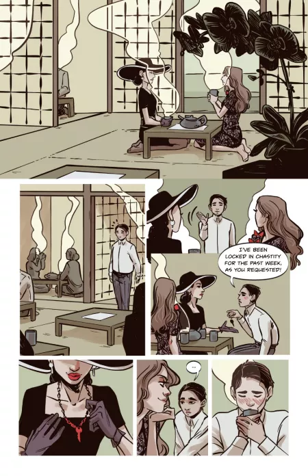 Hi guys!! Thank you all for supporting the comic for so long! We're starting a new arc at AdventuresOfLiaraRoux.com with art by Jen Hickman, and co-starring Mistress Iris! It's called TEAse, Hope you enjoy it! by liararoux