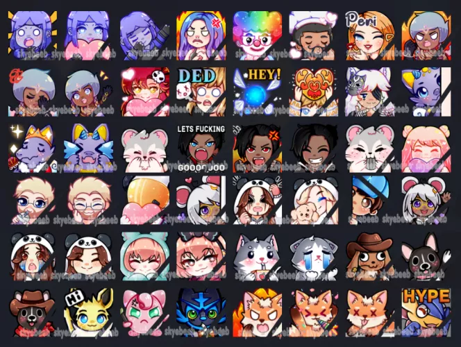 Hi my name is Skye! I'm here to share some of my favorite emotes i've drawn ^^. ( Watermarked!)