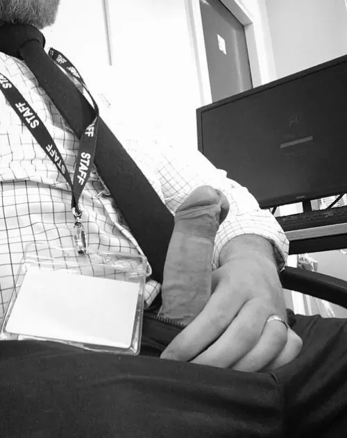 High risk flash. Would you get under the desk and help? by publicbulge2