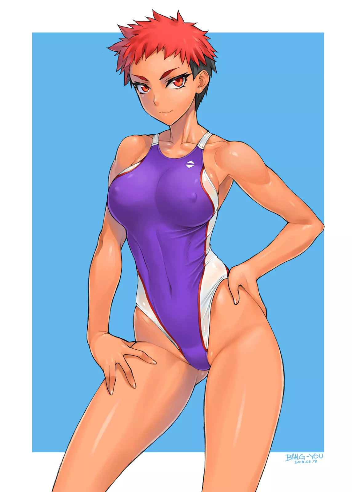 Highleg Swimsuit Tomboy (Bang-You) [Original] posted by sequence_string