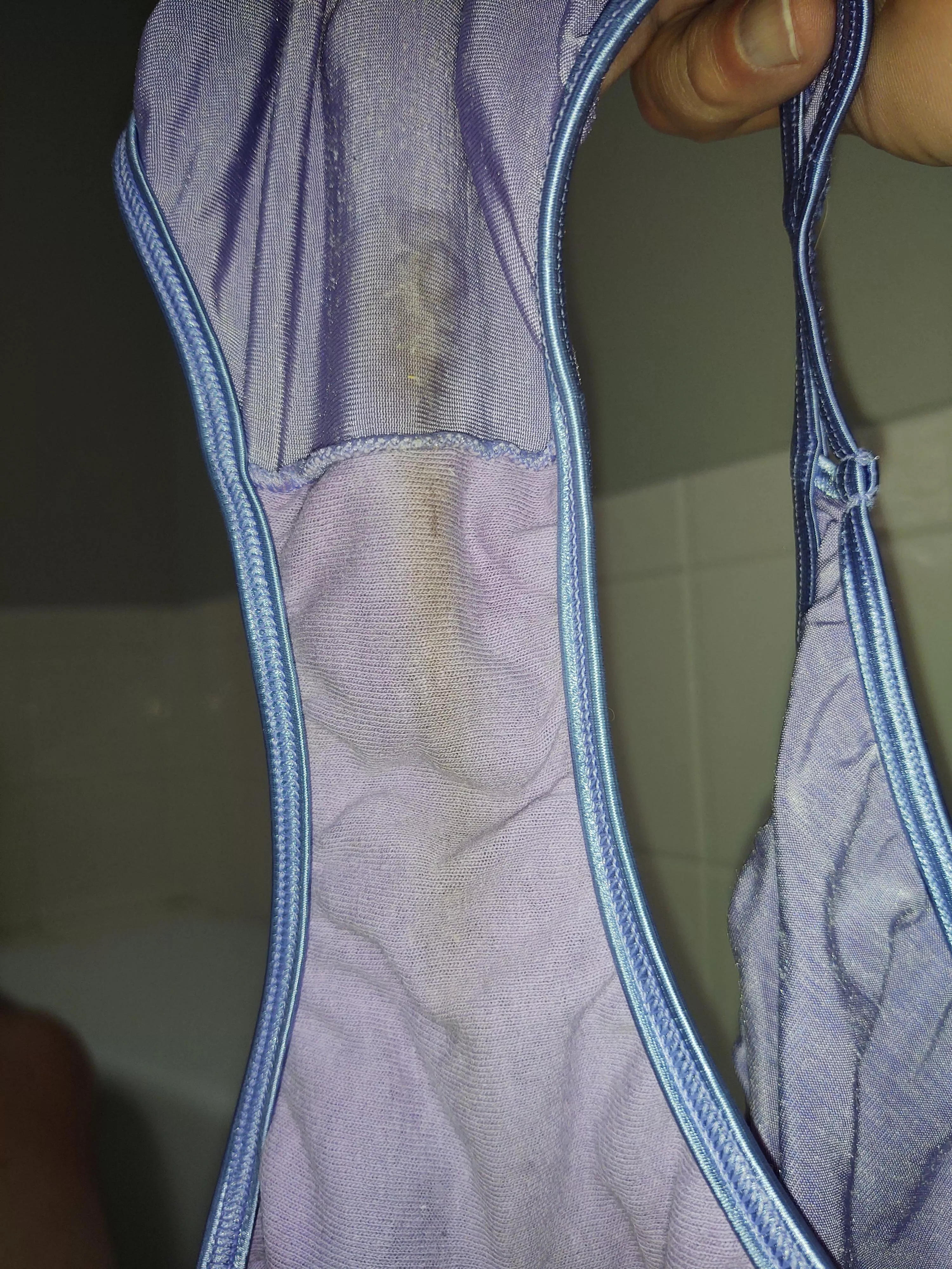 Honest opinion... Been finding wife's panties like this past week or so. Alot more stains than usual and smell fantastic as always. Think she's been getting herself off? posted by jsg_146