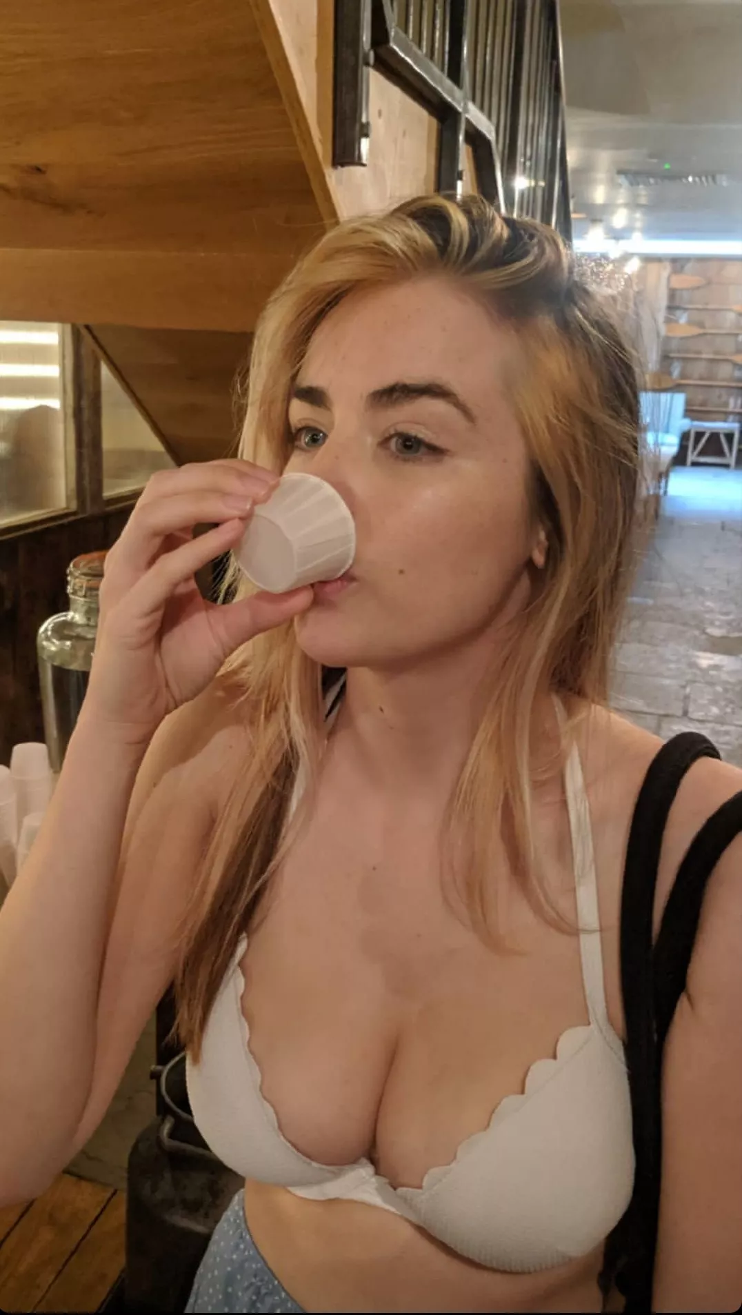 Honest to god thought she was drinking from a McDonald's ketchup cup(from her Instagram story) posted by bhatman211