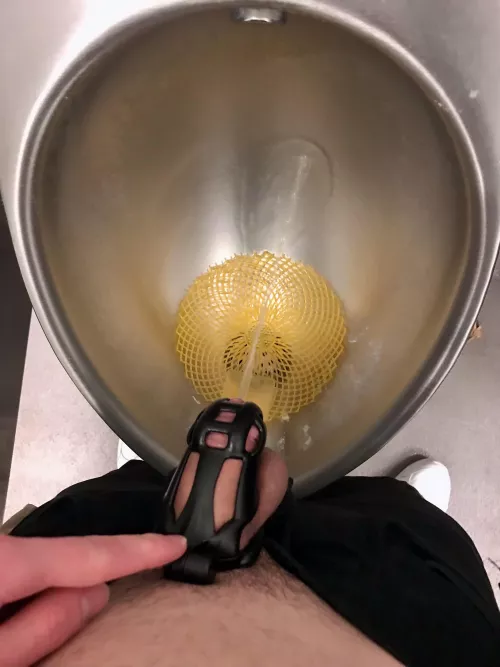 Hoping no one sees my cage at the urinals. Or maybe hoping someone does. by backgroundrefresh